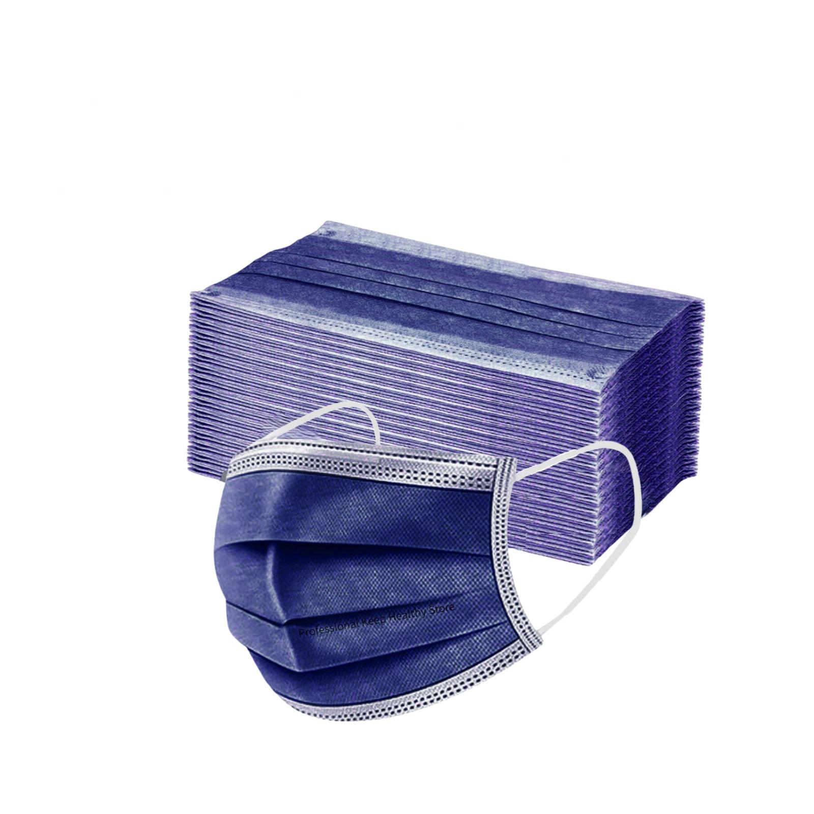 50–200 Stück Erwachsene Einweg-Vlies-3-lagige Filter-Mund-Mascarillas-Gesichtsmaske, atmungsaktive mehrfarbige Maske 100pcs navy blau von Joom DACH