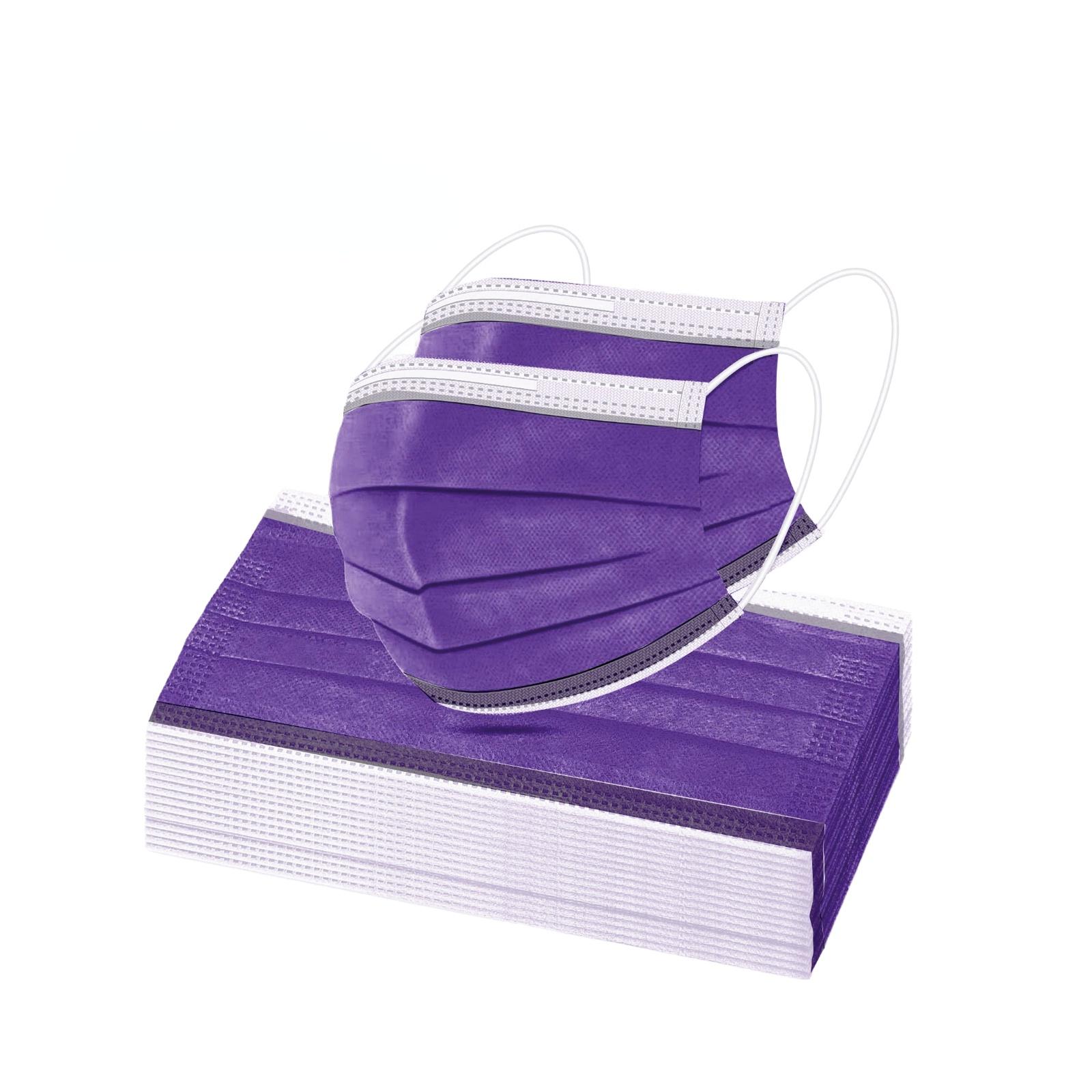 50–200 Stück Erwachsene Einweg-Vlies-3-lagige Filter-Mund-Mascarillas-Gesichtsmaske, atmungsaktive mehrfarbige Maske 50pcs dunkelviolette von Joom DACH