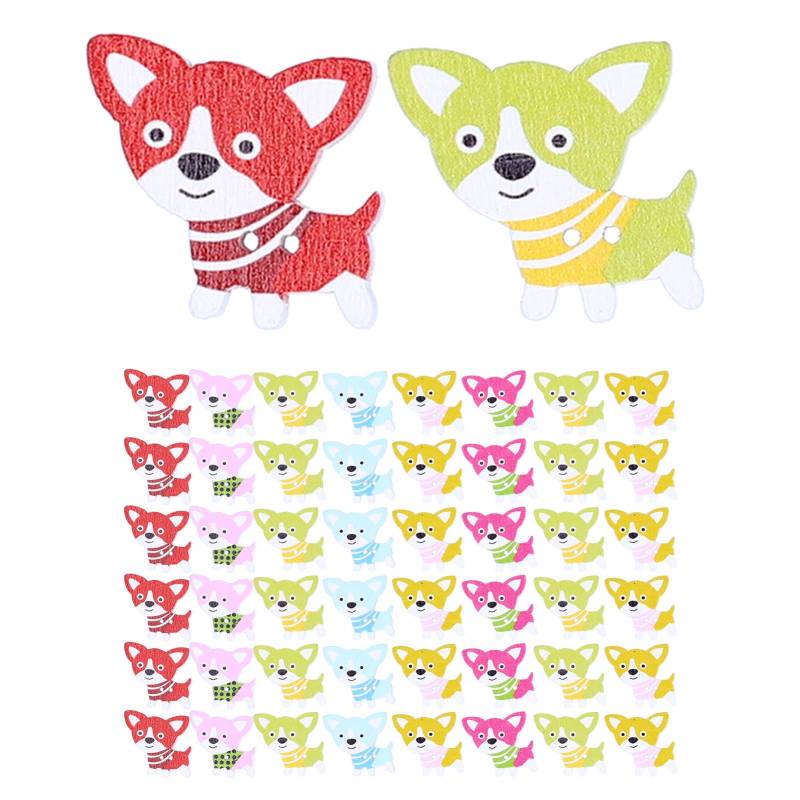 50 Stück Gemischte Holzknöpfe Cartoon Hundeform Knopf DIY Handgenähte Kleiderdekoration von Joom DACH