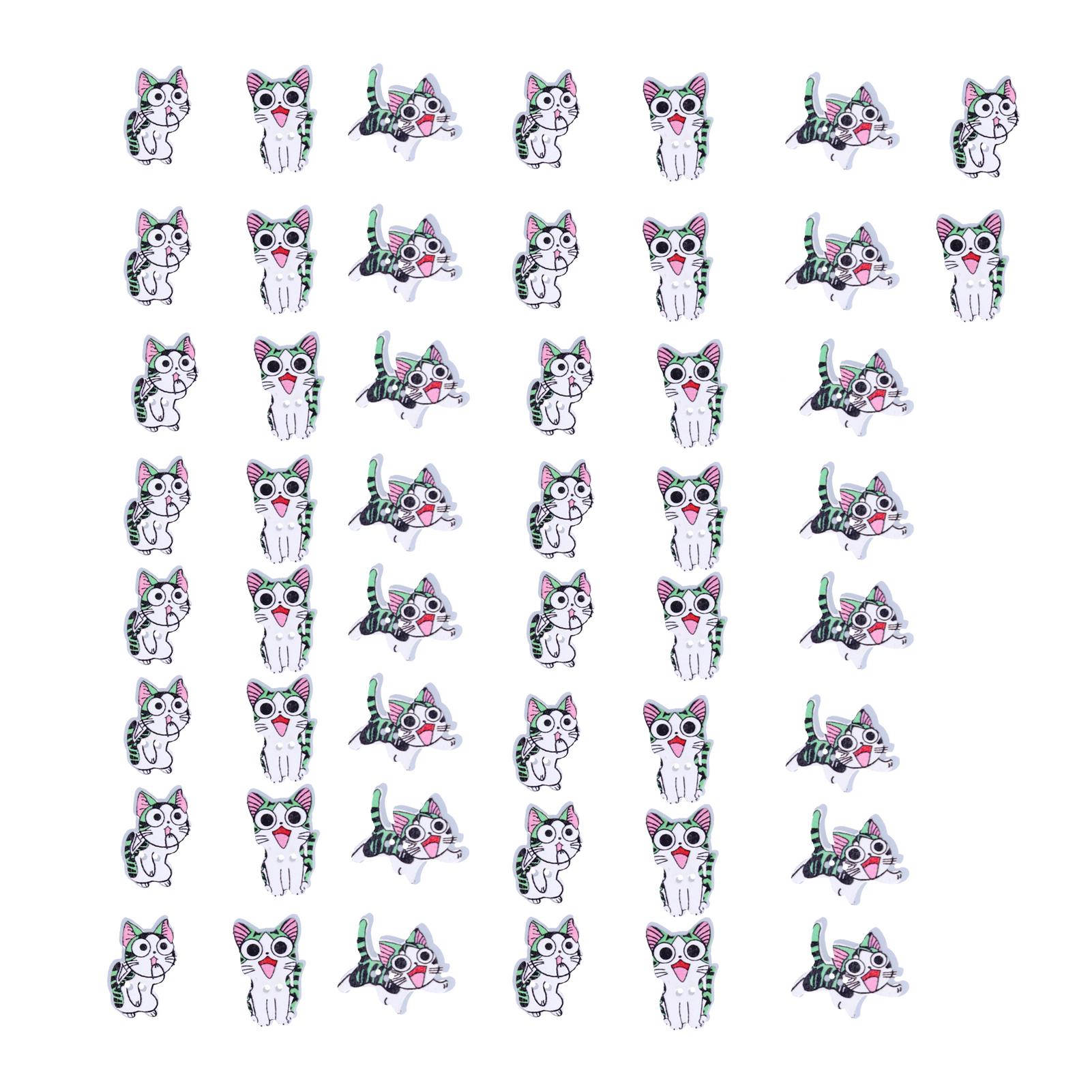 50 Stück Holzknöpfe Cartoon Niedliche Katze Form Knöpfe für Handgemachtes Nähen Dekoration von Joom DACH