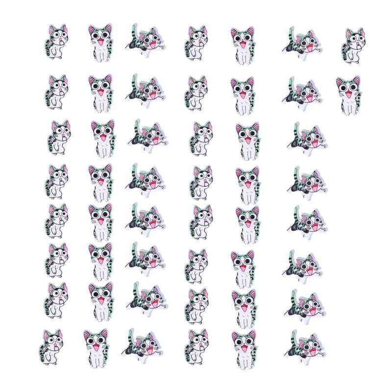 50 Stück Holzknöpfe Cartoon Niedliche Katze Form Knöpfe für Handgemachtes Nähen Dekoration von Joom DACH