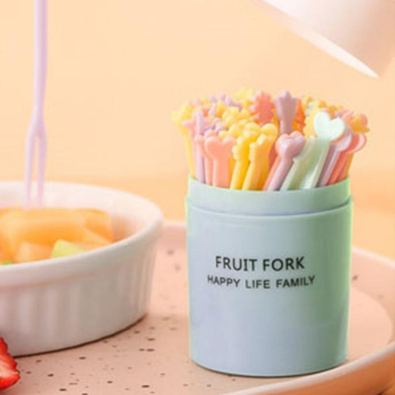 50 Teile/satz Obst Gabel Kuchen Dessert Lebensmittel Obst Pick Kinder Snack Mini Party Festival Geschirr Dekoration Kunststoff Zahnstocher blau von Joom DACH