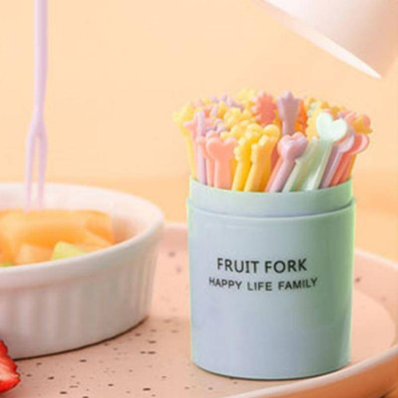 50 Teile/satz Obst Gabel Kuchen Dessert Lebensmittel Obst Pick Kinder Snack Mini Party Festival Geschirr Dekoration Kunststoff Zahnstocher blau von Joom DACH