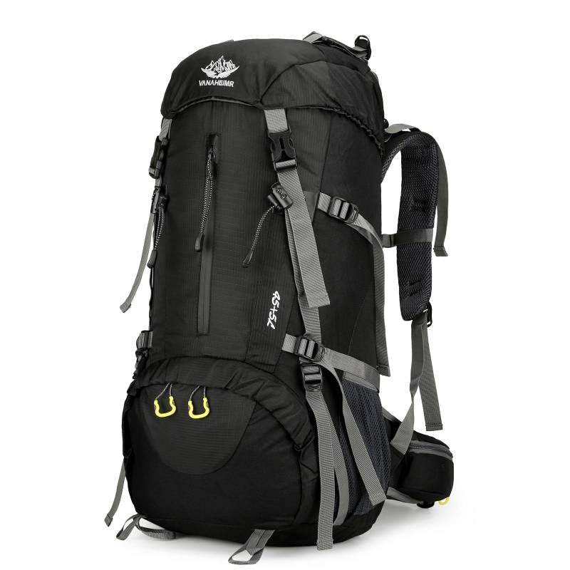 50 l Wanderrucksack, wasserdichter Camping-Rucksack mit Regenschutz, Reise-Tagesrucksack, Tasche mit Schuh schwarz von Joom DACH