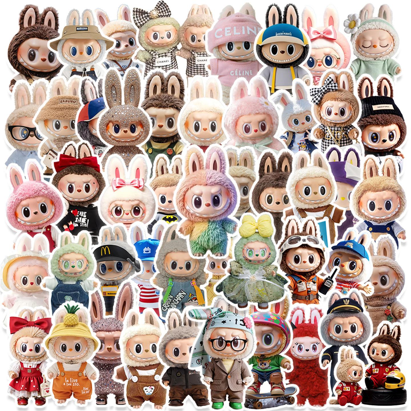 50 neue LABUBU-Aufkleber, darunter Labubu-Souveniraufkleber, dekorative kreative Aufkleber für Mobiltelefon, Notizbuch und Wasserbecher von Joom DACH