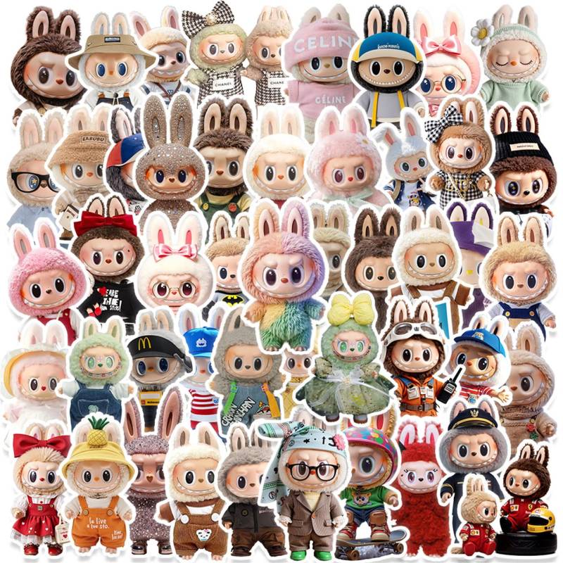 50 neue LABUBU-Aufkleber, darunter Labubu-Souveniraufkleber, dekorative kreative Aufkleber für Mobiltelefon, Notizbuch und Wasserbecher von Joom DACH