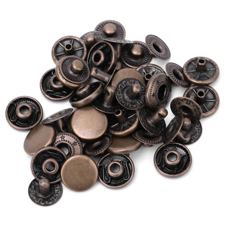 50 Set Druckknöpfe aus reinem Messing, runde Knöpfe, Stoff, Gepäck, Dekoration, Zubehör(15mm Silber) 10mm bronze von Joom DACH