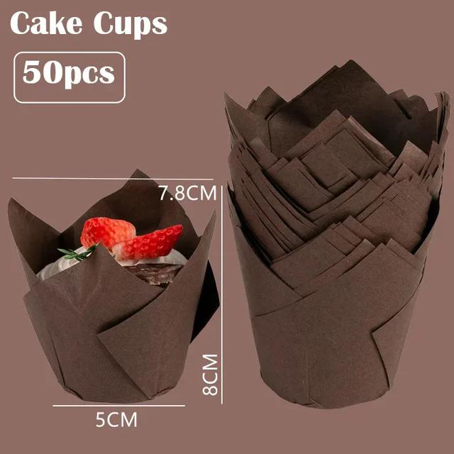 50 stücke Tulip Muffin Cupcake Papier Tassen Öldicht Cupcakes Liner Backen Muffin Box Tasse Kuchen Dekorieren Werkzeuge Muffin Wrap Fällen 02 von Joom DACH