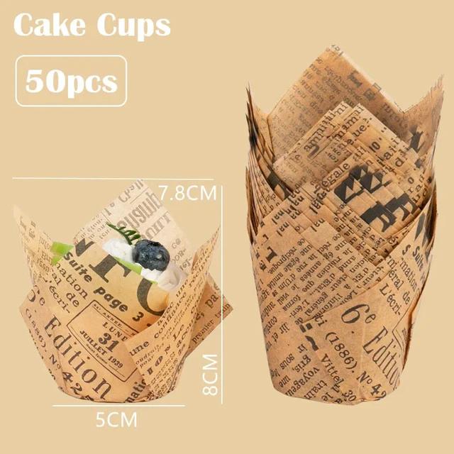 50 stücke Tulip Muffin Cupcake Papier Tassen Öldicht Cupcakes Liner Backen Muffin Box Tasse Kuchen Dekorieren Werkzeuge Muffin Wrap Fällen 04 von Joom DACH