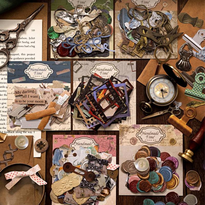 50 stücke Vintage Velinte papier Handgemachte Zeit Aufkleber Dekorative DIY Scrapbooking Materialien Kunst Collage Schreibwaren Ästhetik Aufkleber von Joom DACH
