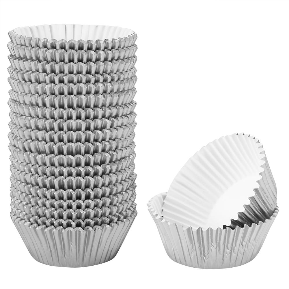 500PCS Aluminium Folie Papier Kuchen Tasse Cupcake Liner Muffin Fällen Küche Backen ToolsSilver L silber von Joom DACH