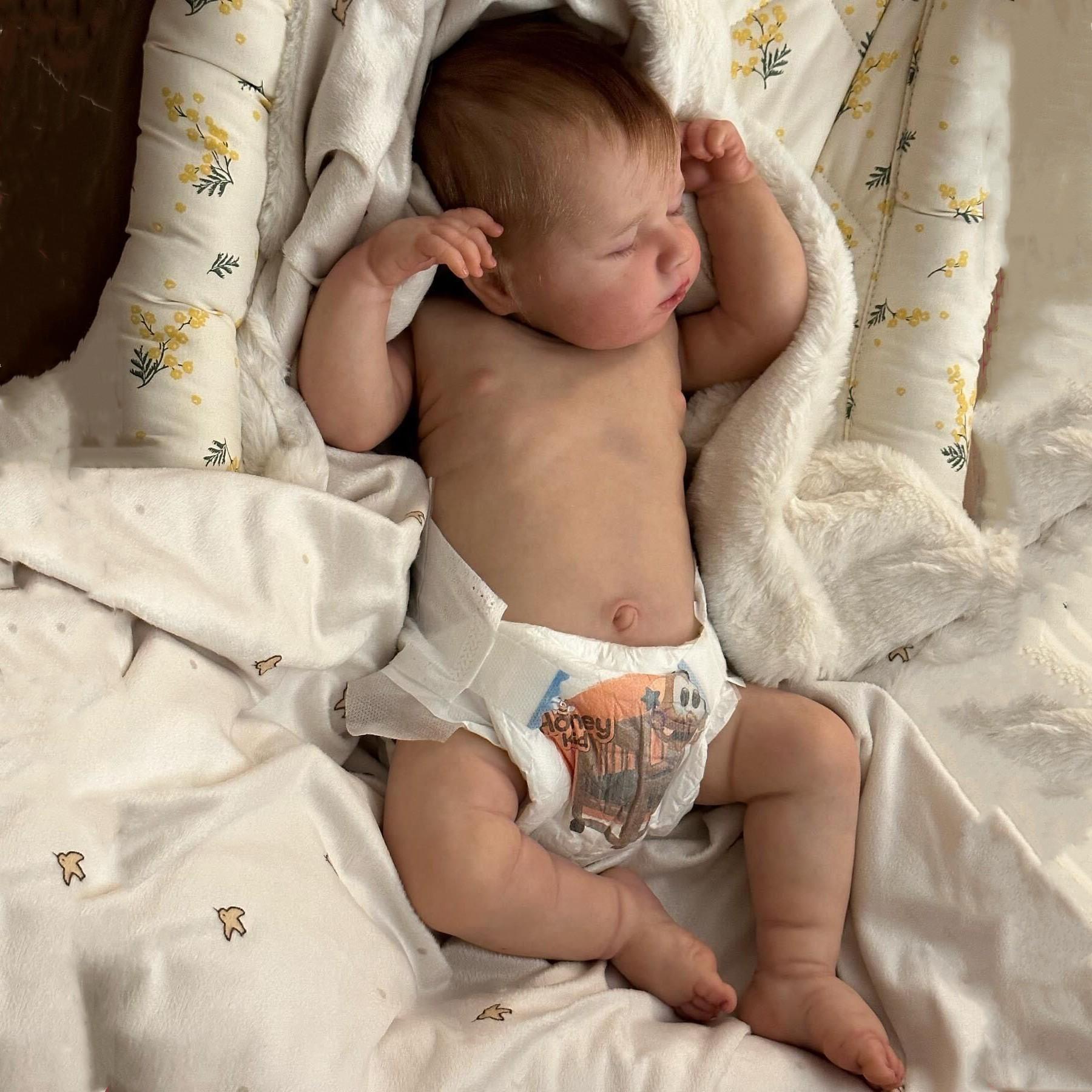 50CM Waschbar Lebensechte Weiche Handgemalte Simulation Baby Reborn Puppe Kinder Begleiten Spielen Puppe Geschenk Boy von Joom DACH