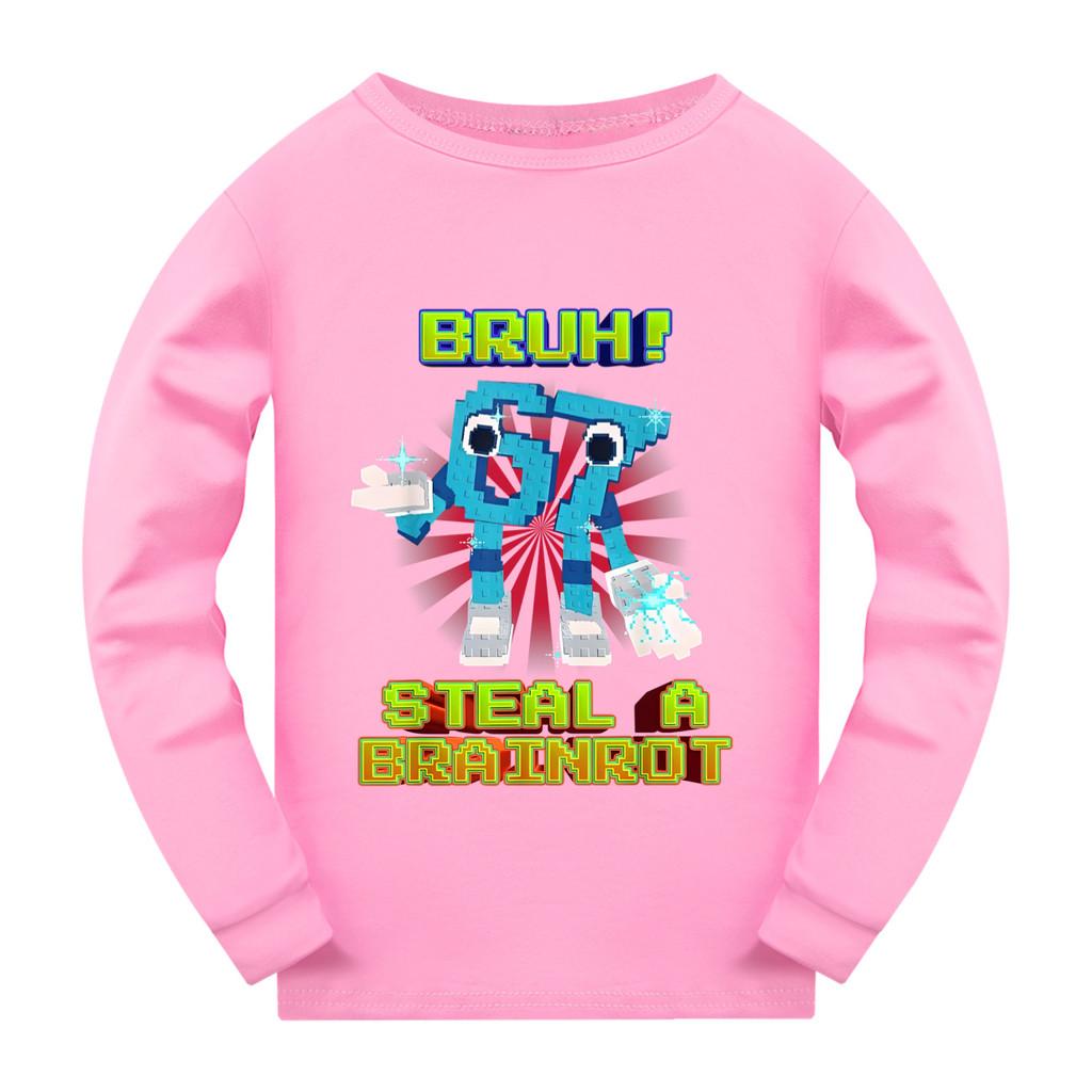 5194 Kinder Jungen Mädchen Steal a Brainrot 67 Six Seven Print Langarm T-Shirt 170cm rosa von Joom DACH