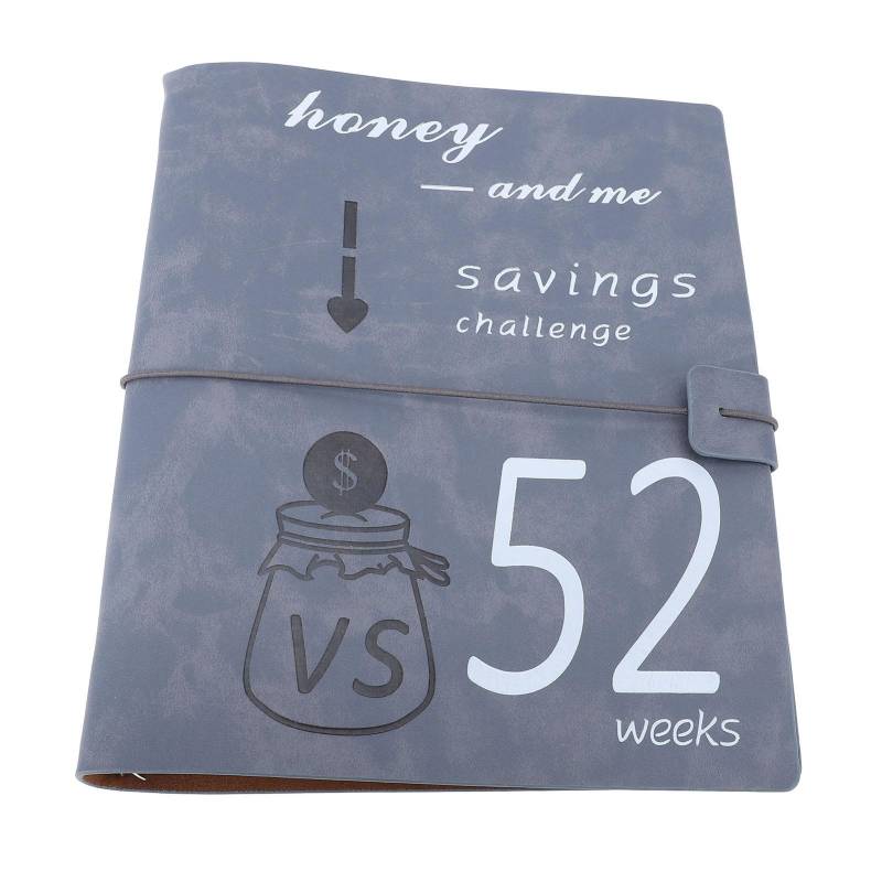 52 Wochen Geldspar-Challenge Buch Leder PP-Folie Wiederverwendbares Budget-Challenge Buch Planer mit graue von Joom DACH