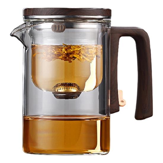 520/720/900 ml Glas-Teekanne mit Teesieb, Holzgriff, hitzebeständig, tropffreier Ausguss, Wasserabscheidung, Teekanne, leicht zu reinigen, Teekessel für kaltes Wasser S reinfarbig von Joom DACH