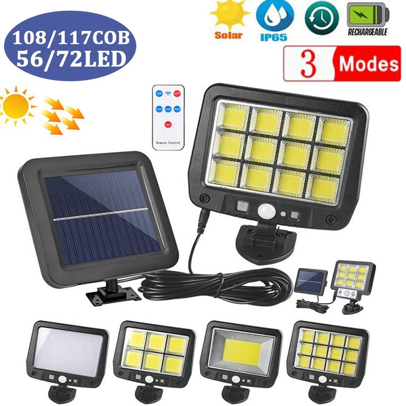 56LED/72/108/117COB Solar Split Wandleuchte 3-Modus im Freien wasserdicht Bewegungssensor Garten Notfall Straßenlaterne Fernbedienung Wandleuchte 20LED von Joom DACH