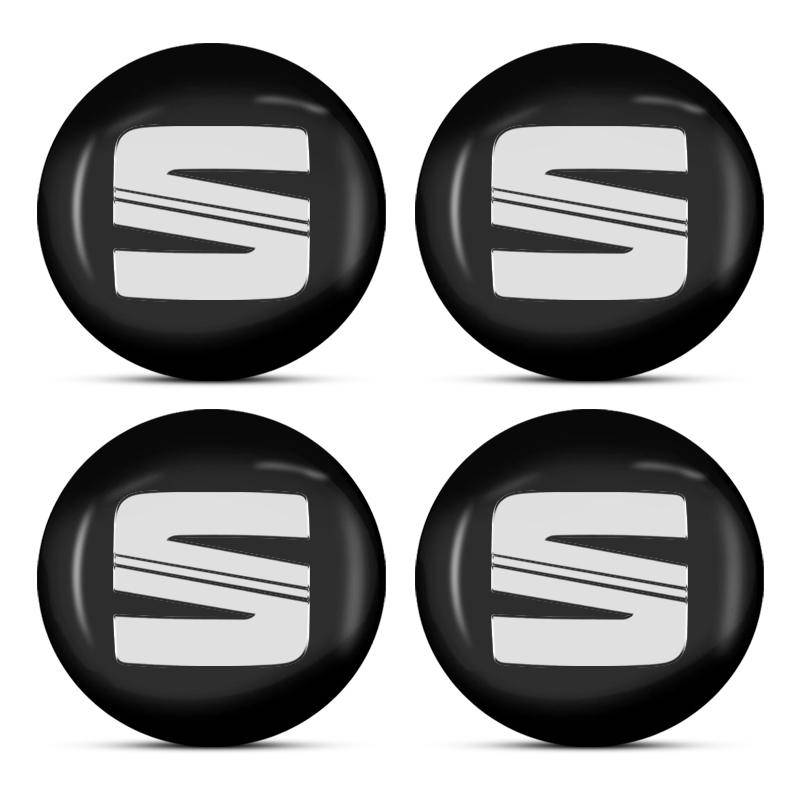 56mm Auto Radnabenemblem Aufkleber Radaufkleber für SEAT Leon FR Altea Ibiza Toledo Cordoba Alhambra Arona Ateca Exeo schwarz von Joom DACH