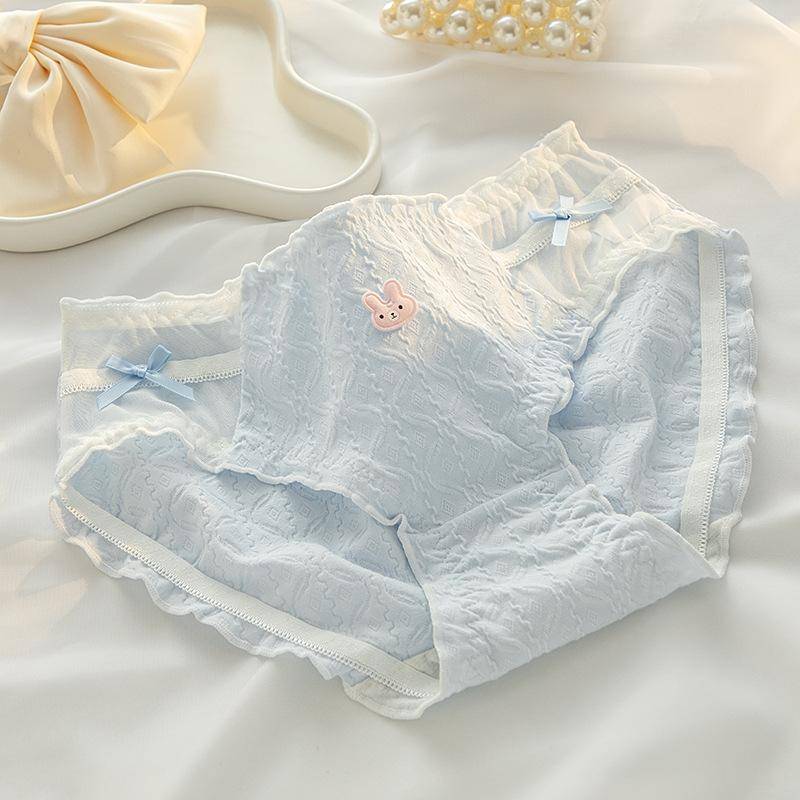 5A Volle Hose Antibakterielle Baumwollunterwäsche Damen Reine Baumwolle Atmungsaktive Taillenbund-Hüftslips Süßes Studentendreieckshöschen M blau von Joom DACH