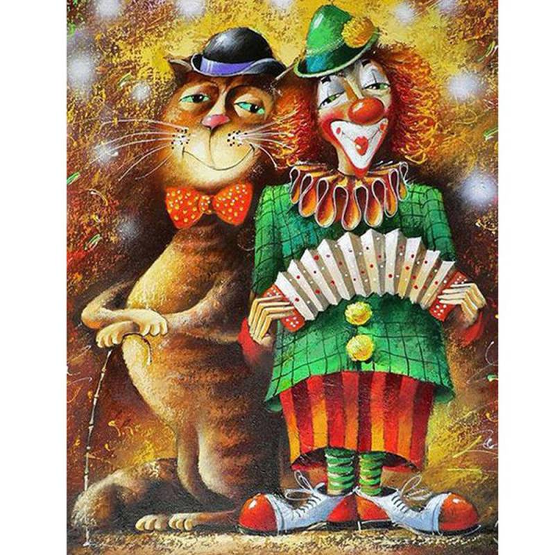 5D DIY Diamant Malerei Katze Weihnachten voller Bohrer Runde Diamant Mosaik Clown Bild von Strass 30X40CM von Joom DACH