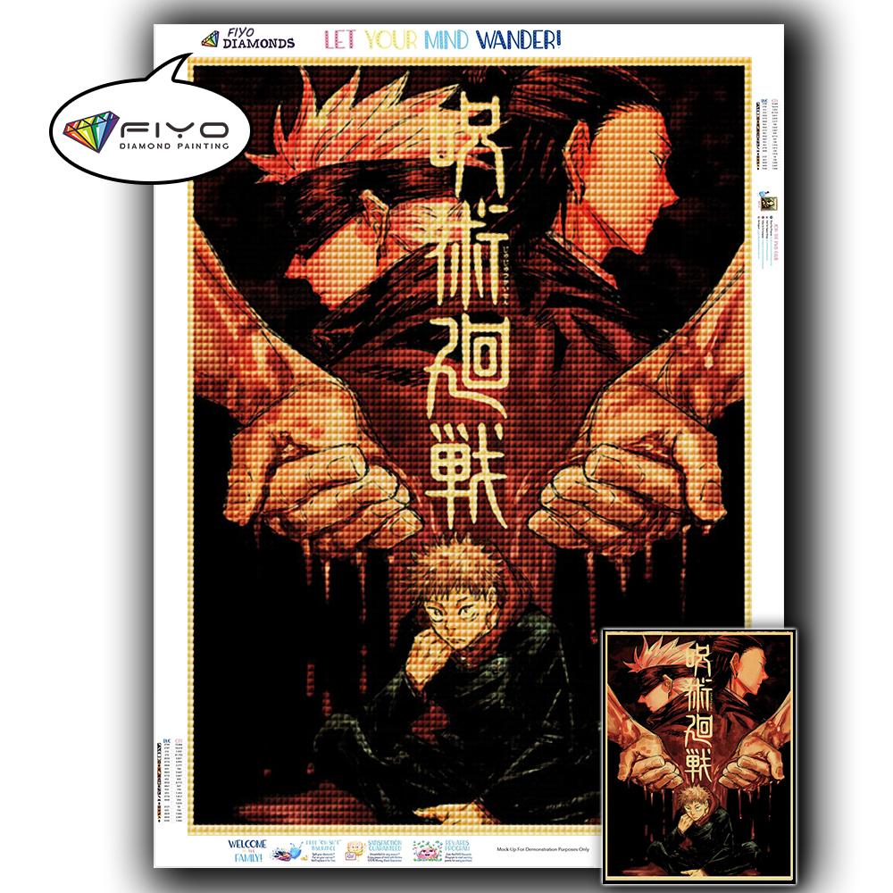 5D DIY Diamant Stickerei Anime Jujutsu Kaisen Bild von Strass Diamant Malerei Papier Vintage Poster Diamant Mosaik Handarbeiten Home Decor Full Round 20X30CM von Joom DACH