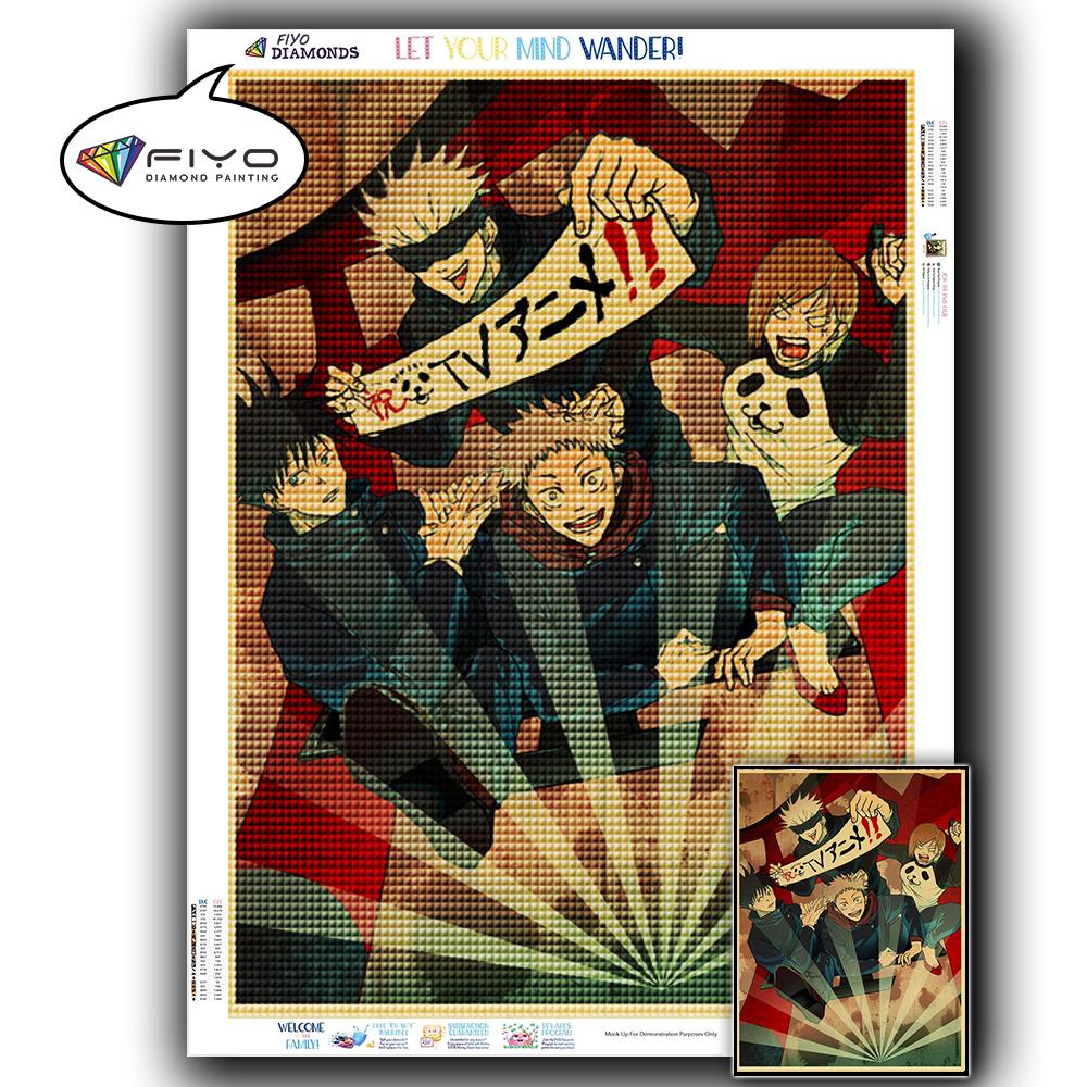 5D DIY Diamant Stickerei Anime Jujutsu Kaisen Bild von Strass Diamant Malerei Papier Vintage Poster Diamant Mosaik Handarbeiten Home Decor Full Round 20X30CM von Joom DACH