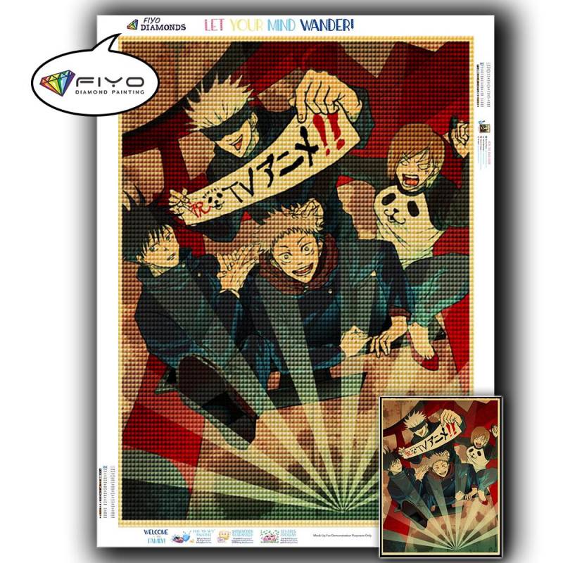 5D DIY Diamant Stickerei Anime Jujutsu Kaisen Bild von Strass Diamant Malerei Papier Vintage Poster Diamant Mosaik Handarbeiten Home Decor Full Round 20X30CM von Joom DACH