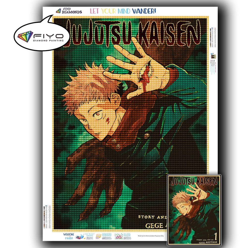 5D DIY Diamant Stickerei Anime Jujutsu Kaisen Bild von Strass Diamant Malerei Papier Vintage Poster Diamant Mosaik Handarbeiten Home Decor Full Round 20X30CM von Joom DACH