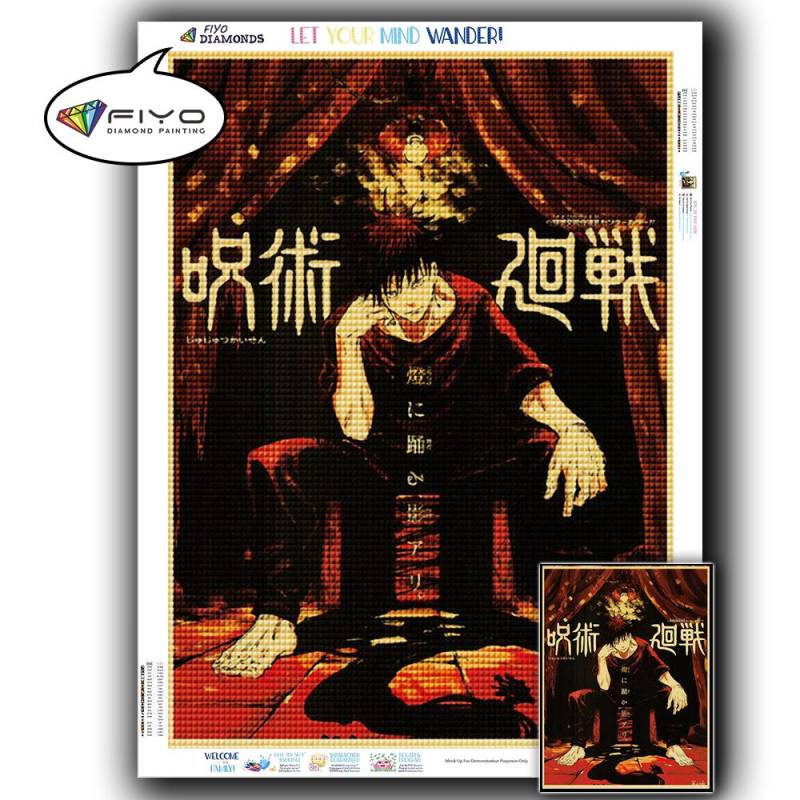 5D DIY Diamant Stickerei Anime Jujutsu Kaisen Bild von Strass Diamant Malerei Papier Vintage Poster Diamant Mosaik Handarbeiten Home Decor Full Round 20X30CM von Joom DACH