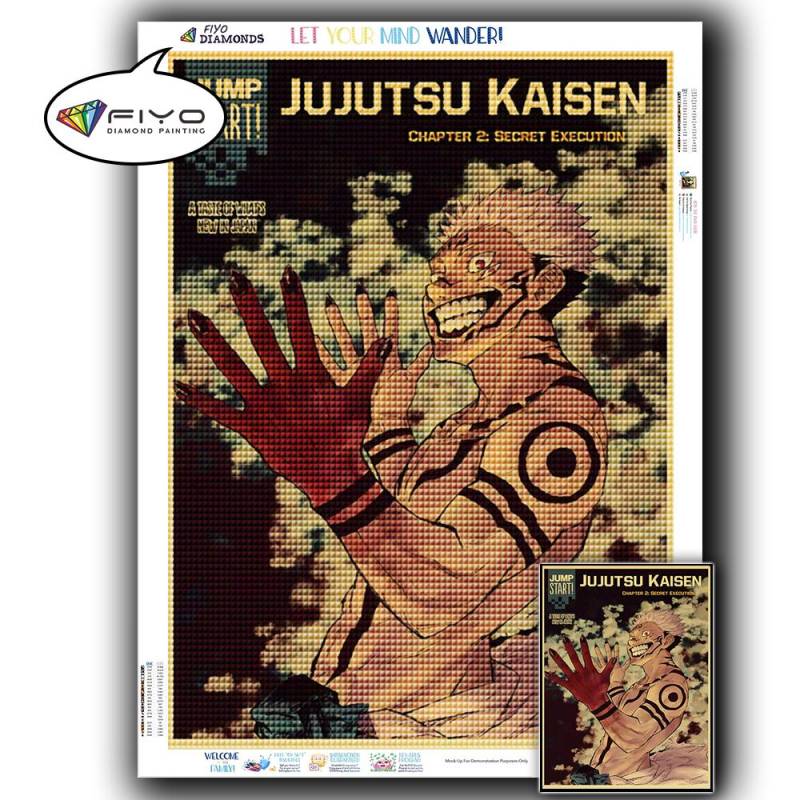 5D DIY Diamant Stickerei Anime Jujutsu Kaisen Bild von Strass Diamant Malerei Papier Vintage Poster Diamant Mosaik Handarbeiten Home Decor Full Round 20X30CM von Joom DACH
