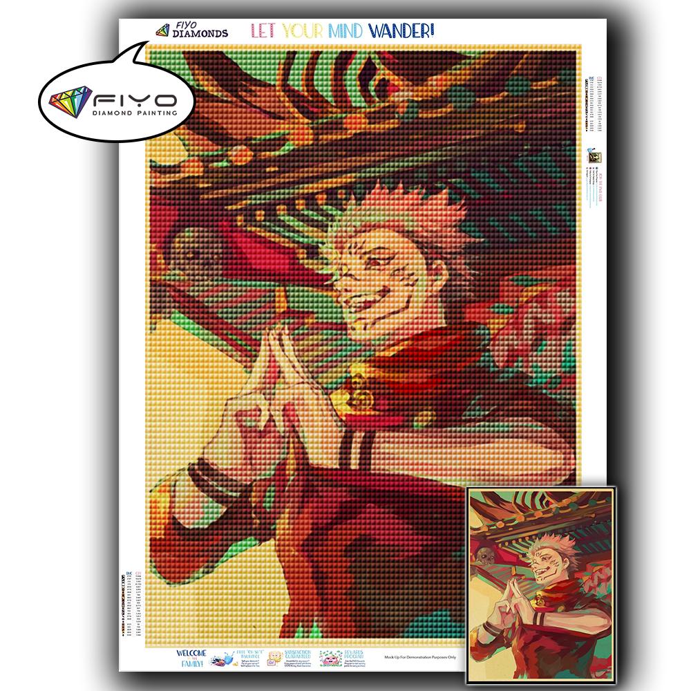 5D DIY Diamant Stickerei Anime Jujutsu Kaisen Bild von Strass Diamant Malerei Papier Vintage Poster Diamant Mosaik Handarbeiten Home Decor Full Square 20X30CM von Joom DACH