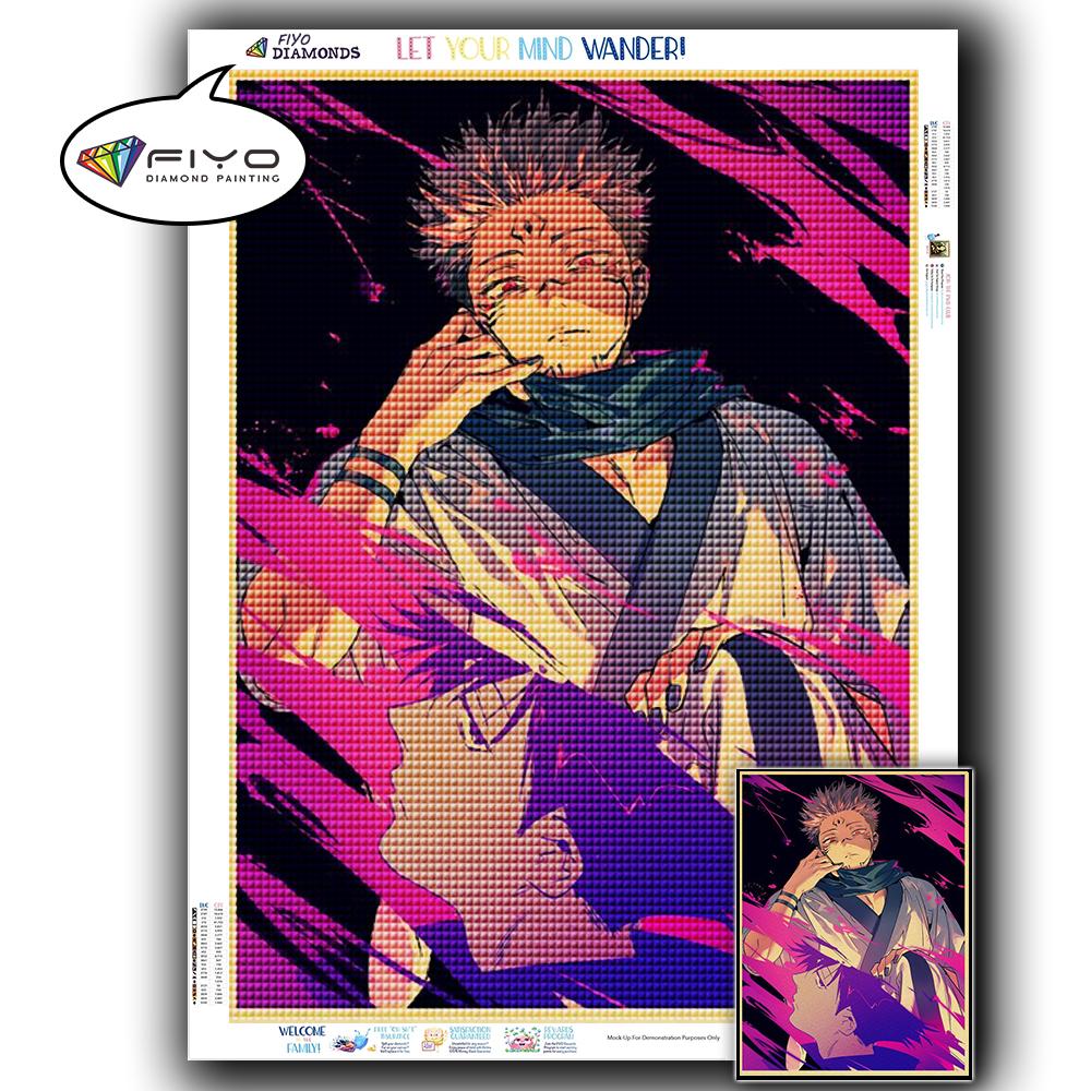 5D DIY Diamant Stickerei Anime Jujutsu Kaisen Bild von Strass Diamant Malerei Papier Vintage Poster Diamant Mosaik Handarbeiten Home Decor Full Square 20X30CM von Joom DACH