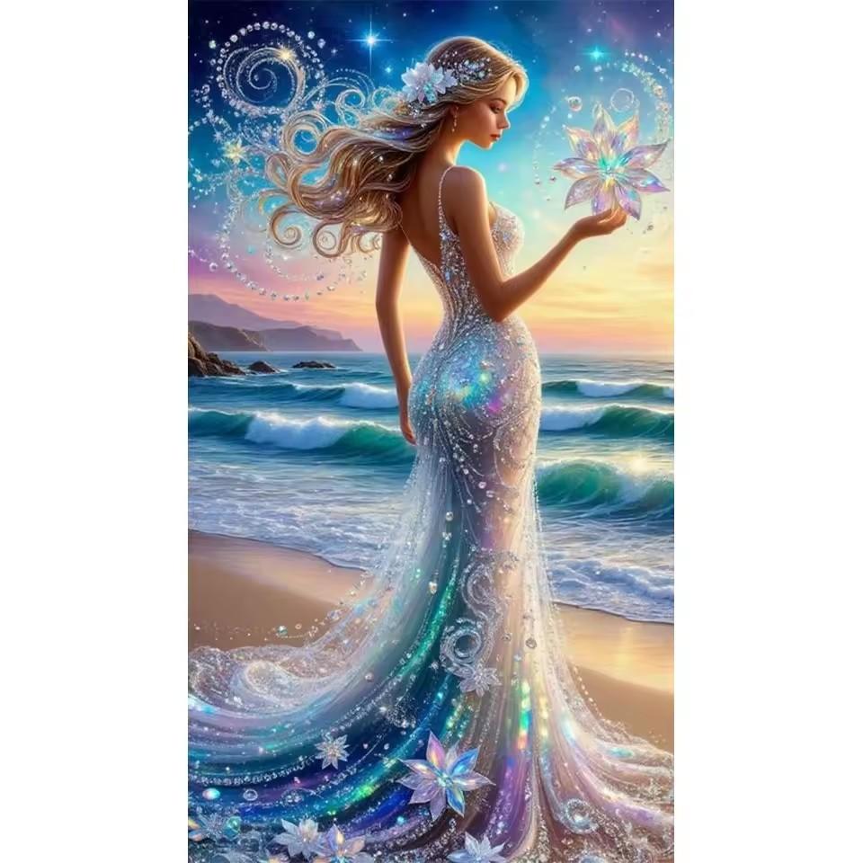 5D DIY Diamantmalerei Langes Kleid Frauen Diamantmosaik Blume Schmetterling Strasskunst Kreuzstickerei Groß Heimdekoration Full Round 20x40CM von Joom DACH