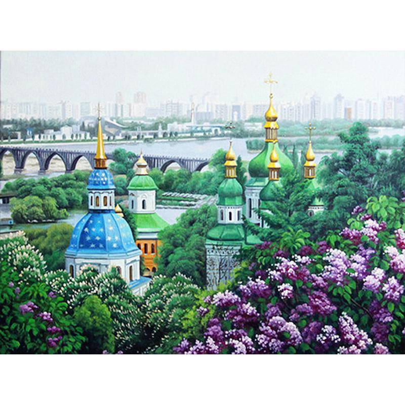 5D DIY Diamantmalerei Kirche Bild aus Strasssteinen Landschaftsmosaik Heimdeko 20X30CM von Joom DACH