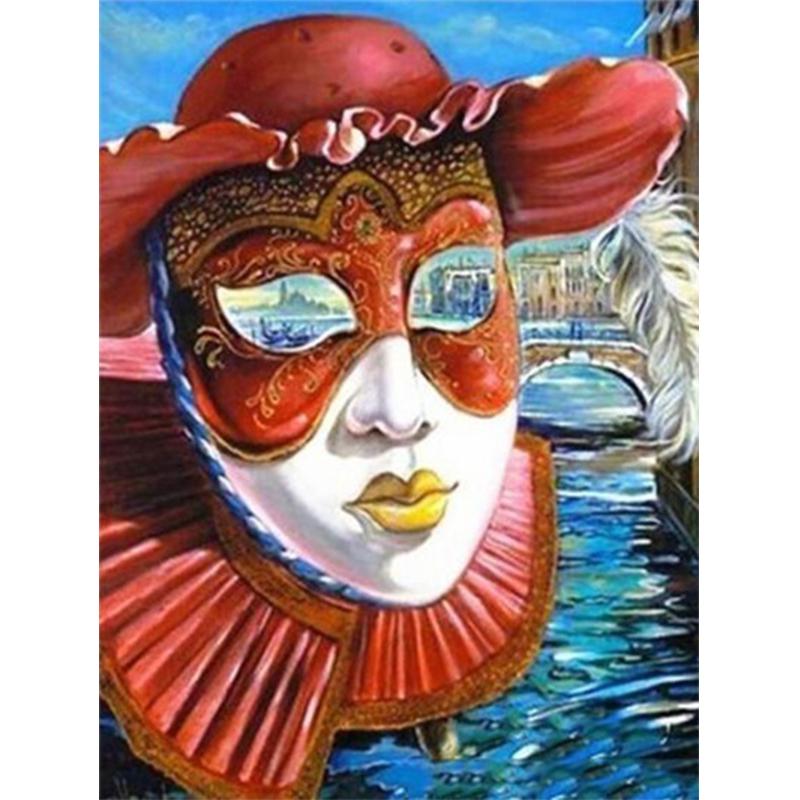 5D-Diamant-Gemälde, Maske, Kunst, Landschaft, komplett, rund, Diamant-Stickerei, Mosaik, Heimdekoration 30X40CM von Joom DACH