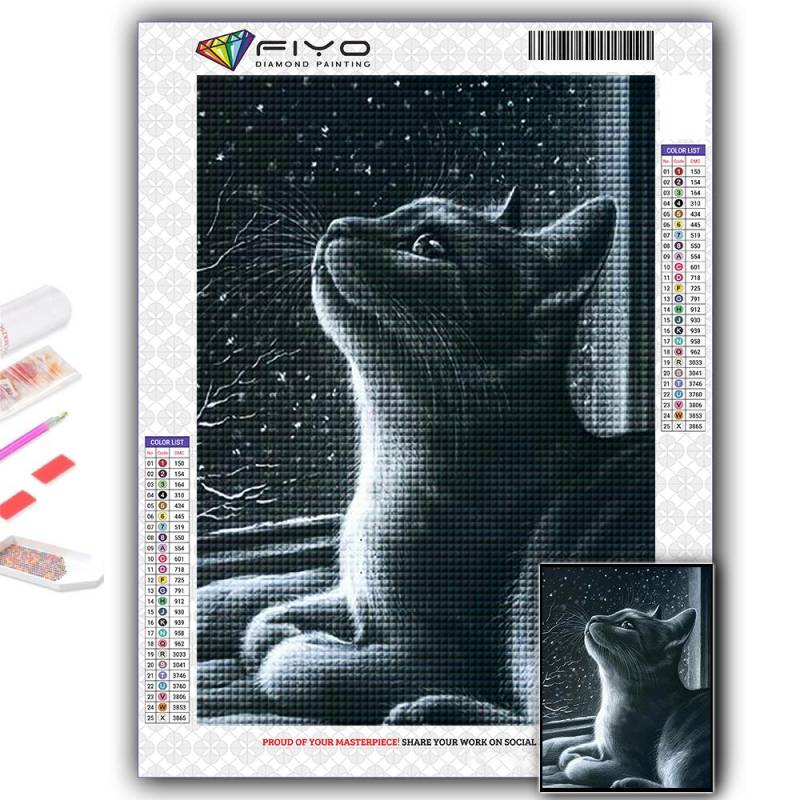 5D-Diamant-Gemälde voller Diamanten, schwarze Katze, Diamant-Gemälde, handgefertigt, Diy-Diamant-Mosaik-Gemälde, Heimdekoration Full Round 20X30CM von Joom DACH