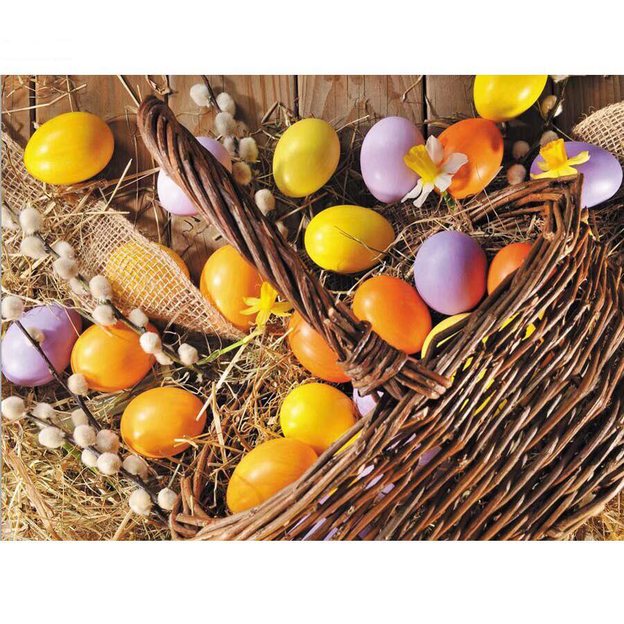 5D-Diamant-Stickerei zum Selbermachen, „Frohe Ostern für Sie“, Diamant-Gemälde, Kreuzstich, Eier, runder Strassstein 20X30CM von Joom DACH