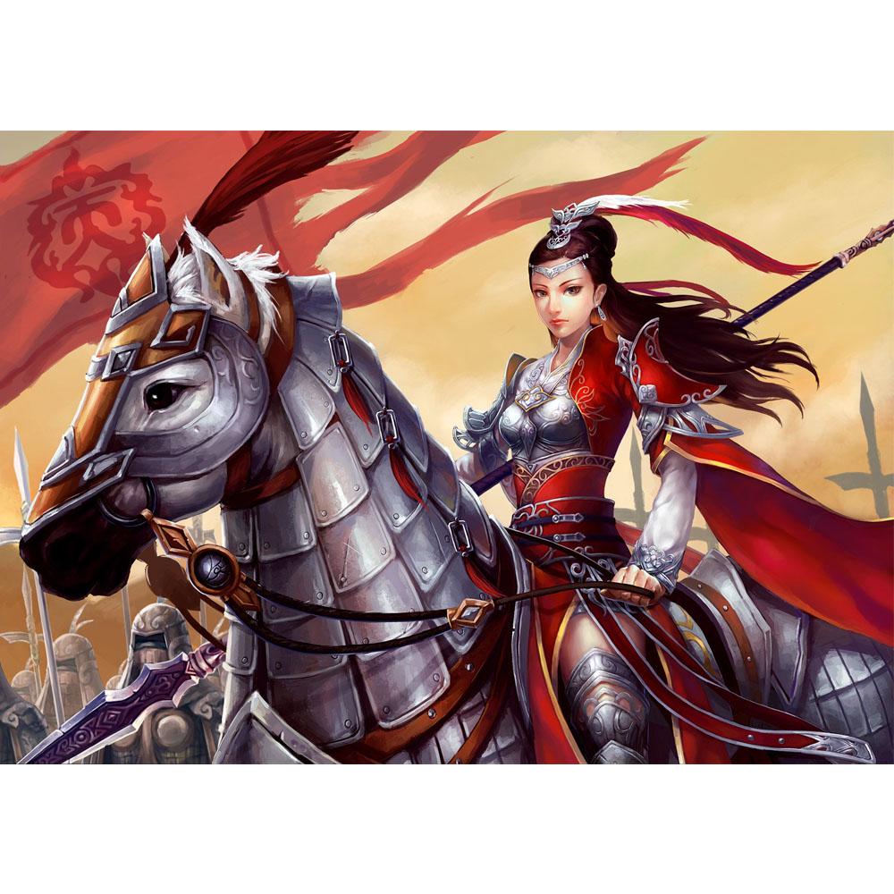 5D-Diamant-Stickerei zum Selbermachen, weiblicher Ritter, Diamant-Gemälde, Kreuzstich, voller Diamant, Diamant-Mosaik, Heimdekoration Full Round (20X30CM) von Joom DACH