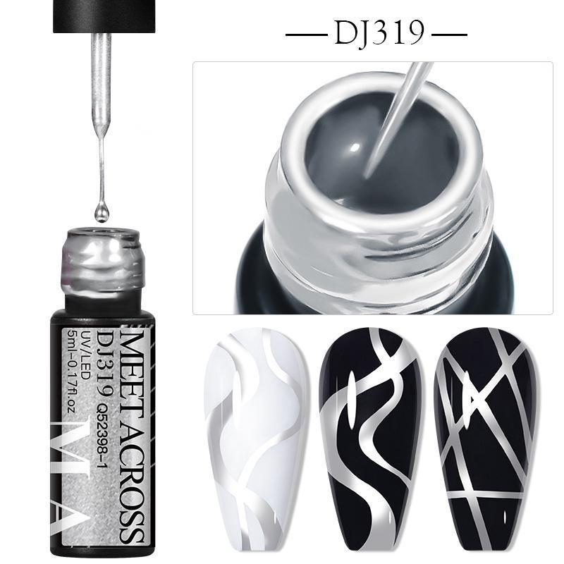 5ML Silber Metallic Effekt Liner Gel Nagellack Französisch Multifunktions Malerei Blume Nail art Zeichnung UV Gel Lack DJ319 von Joom DACH