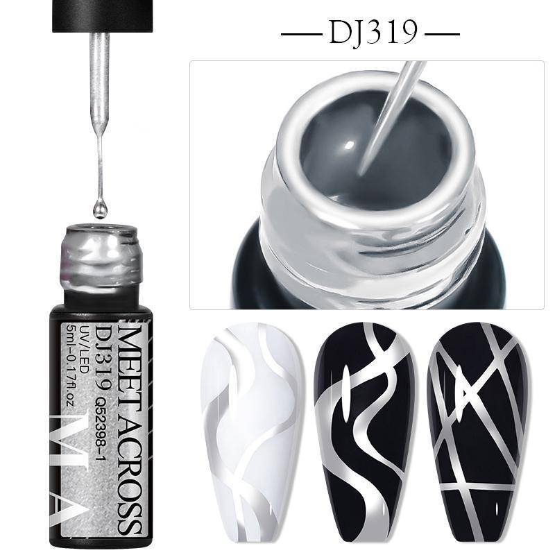 5ML Silber Metallic Effekt Liner Gel Nagellack Französisch Multifunktions Malerei Blume Nail art Zeichnung UV Gel Lack DJ319 von Joom DACH