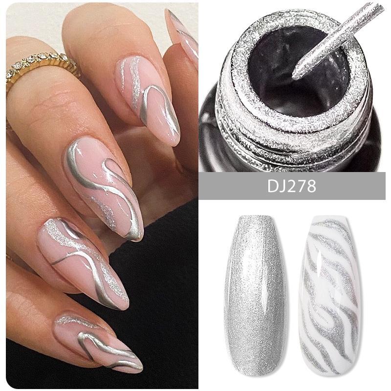 5ML Silber Metallic Effekt Liner Gel Nagellack Französisch Multifunktions Malerei Blume Nail art Zeichnung UV Gel Lack Q42513 von Joom DACH
