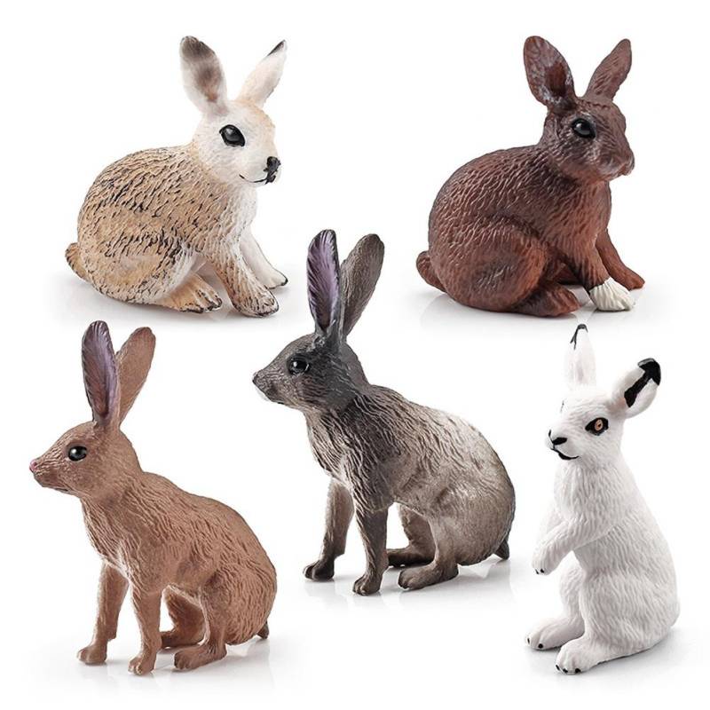 5PCS Nette Simulation Tier Bunny Skulptur Ornamente Garten Rasen Figuren Handwerk Bauernhof Kaninchen von Joom DACH