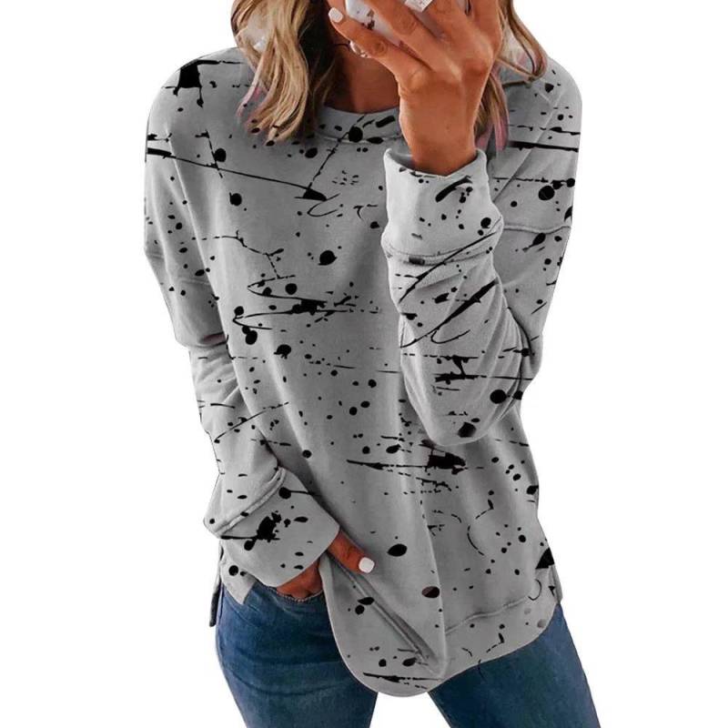 5XL Plus Größe Langarm Top T Shirt Mode Femme Damen Herbst Frühling Tunika Kleidung 2XL licht grau von Joom DACH