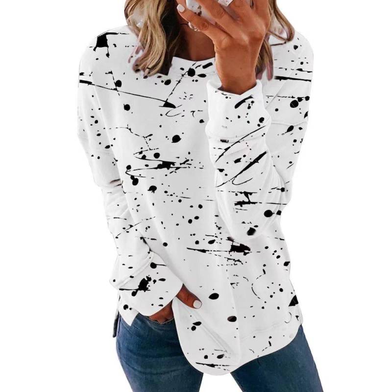 5XL Plus Größe Langarm Top T Shirt Mode Femme Damen Herbst Frühling Tunika Kleidung 2XL weiß von Joom DACH