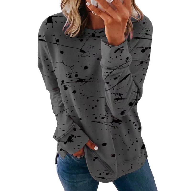 5XL Plus Größe Langarm Top T Shirt Mode Femme Damen Herbst Frühling Tunika Kleidung 4XL dunkelgrau von Joom DACH