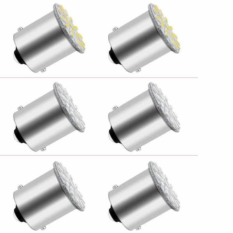 6/4/2/1PCS BA15S P21W 1156 1157 22SMD LED Patch Auto Schwanz Seite Anzeige Stop glühbirne Weiß Rot Gelb DC 12V 1156-6Pcs weiß von Joom DACH