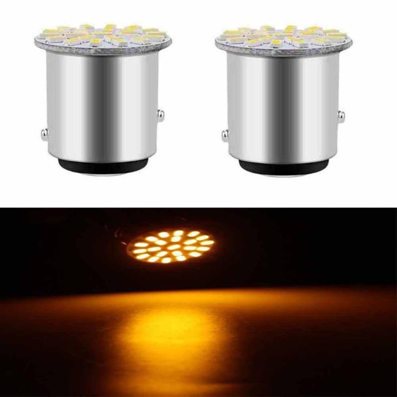 6/4/2/1PCS BA15S P21W 1156 1157 22SMD LED Patch Auto Schwanz Seite Anzeige Stop glühbirne Weiß Rot Gelb DC 12V 1157 BAY15D-2Pcs gelb von Joom DACH