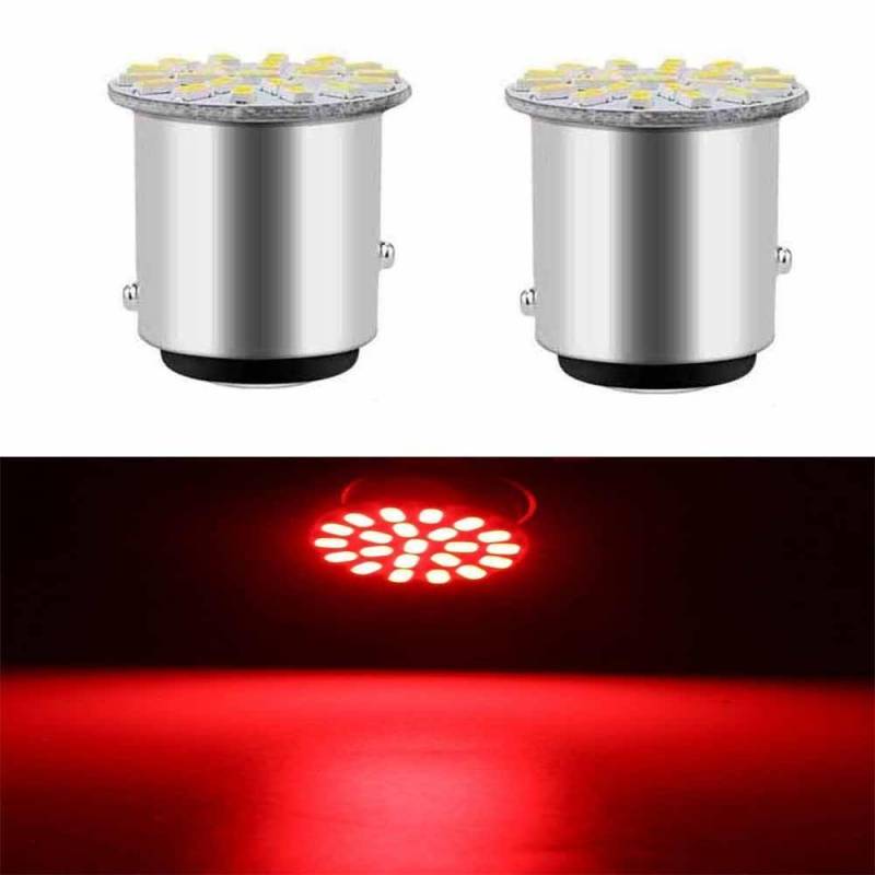 6/4/2/1PCS BA15S P21W 1156 1157 22SMD LED Patch Auto Schwanz Seite Anzeige Stop glühbirne Weiß Rot Gelb DC 12V 1157 BAY15D-2Pcs rot von Joom DACH