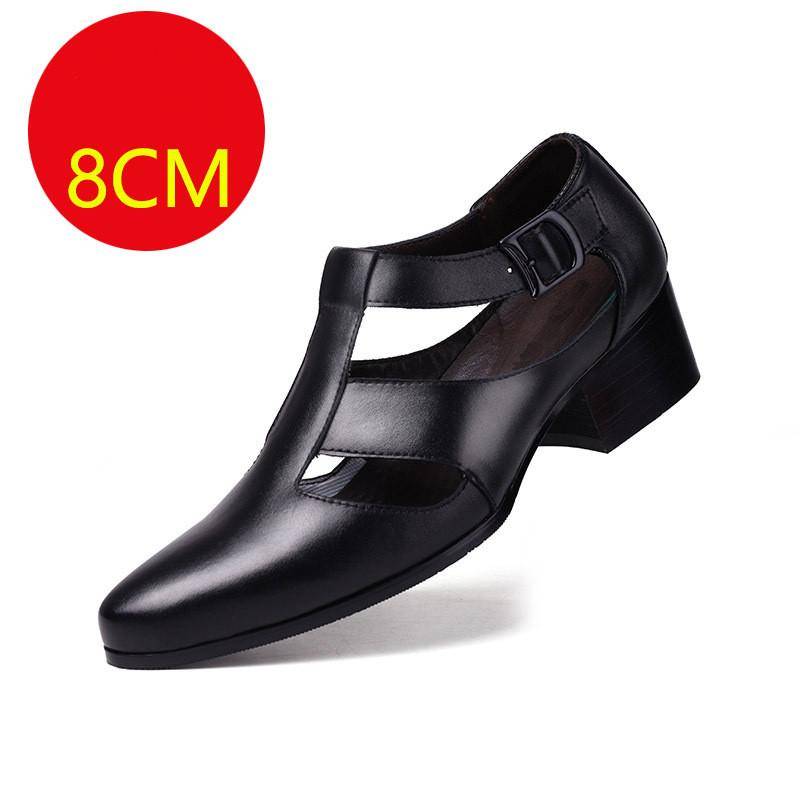 6-8 cm Höhe erhöhende Plattform spitze Zehen Mann Business Abendschuhe Schnalle verziert Herren Büro Oxfords Schwarz Größe 38-44 8.5 von Joom DACH