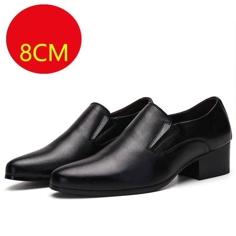 6-8 cm größer machende Herren Business-Schuhe, Schlupfschuhe, spitze Zehenpartie, Rindsleder, klassische Herren-Oxford-Schuhe, Schwarz 44 von Joom DACH