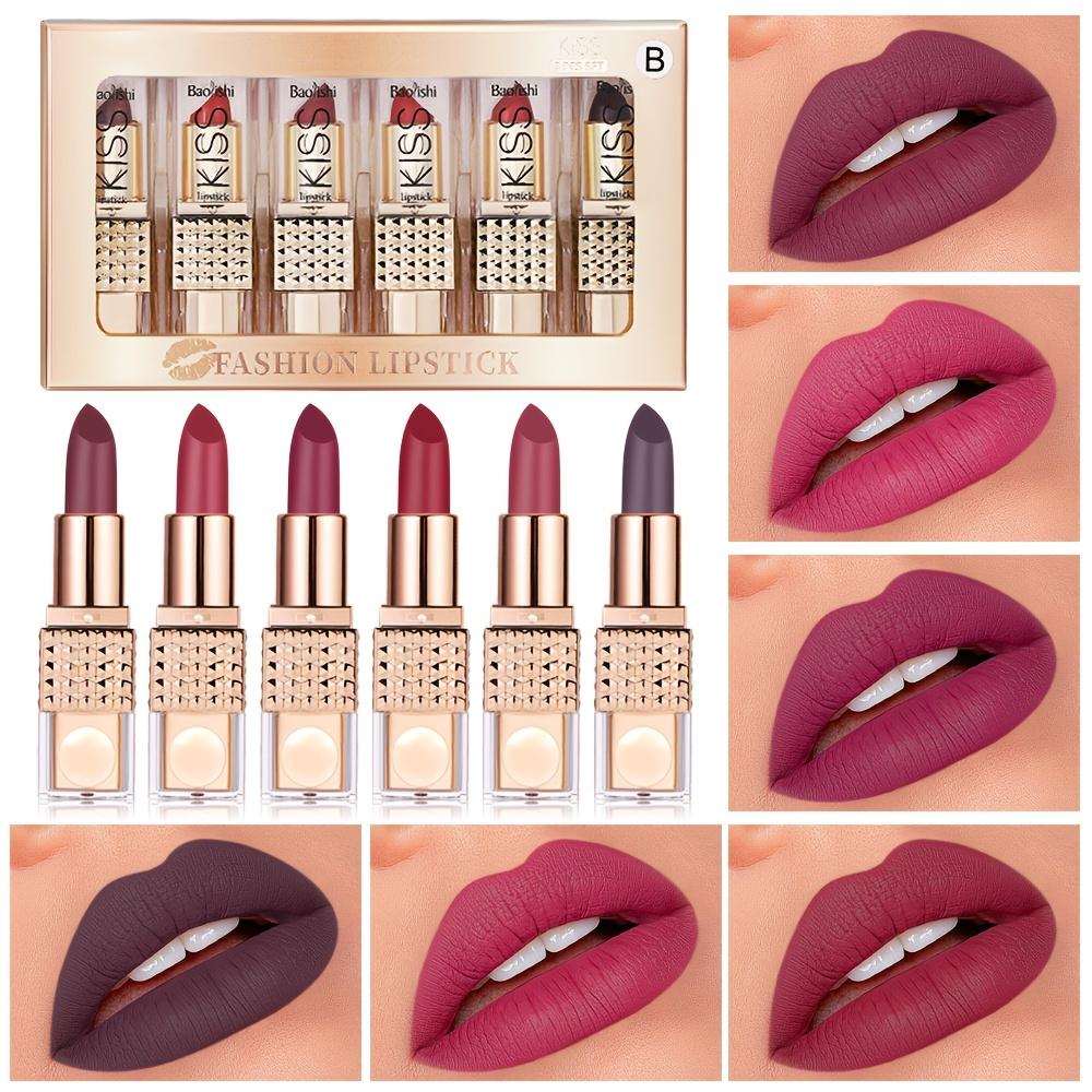 6 Farben Glitzer-Lippenstift, wasserdicht, langlebig, Diamant-Perlglanz, metallischer Lippenstift, schwarzer Lipgloss, Damen-Lippen-Make-up, Kosmetik A von Joom DACH